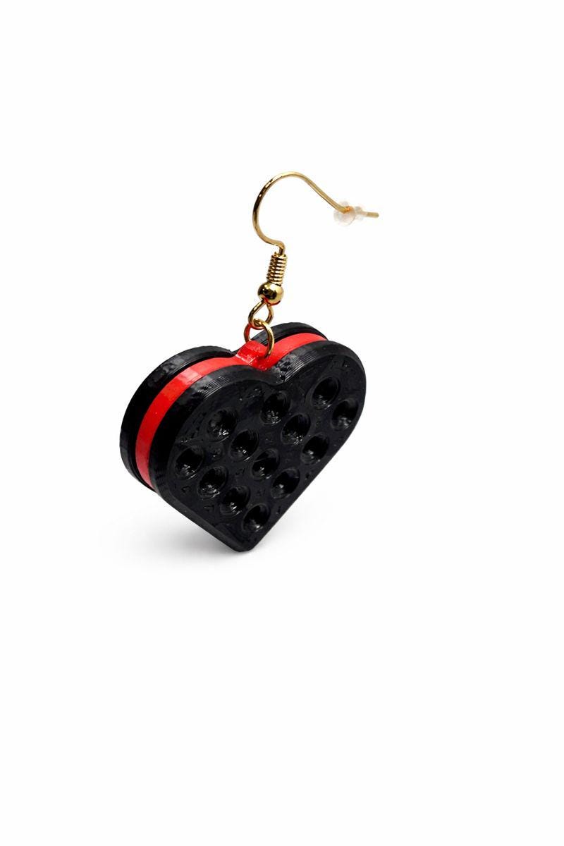 Heart Drop Earrings – Black & Red Lightweight Statement Jewelry