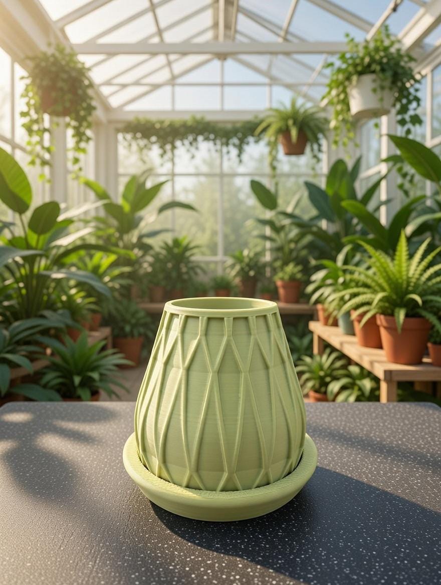 Custom Geometric Planter Pot with Matching Tray – Personalized Modern Desk Decor