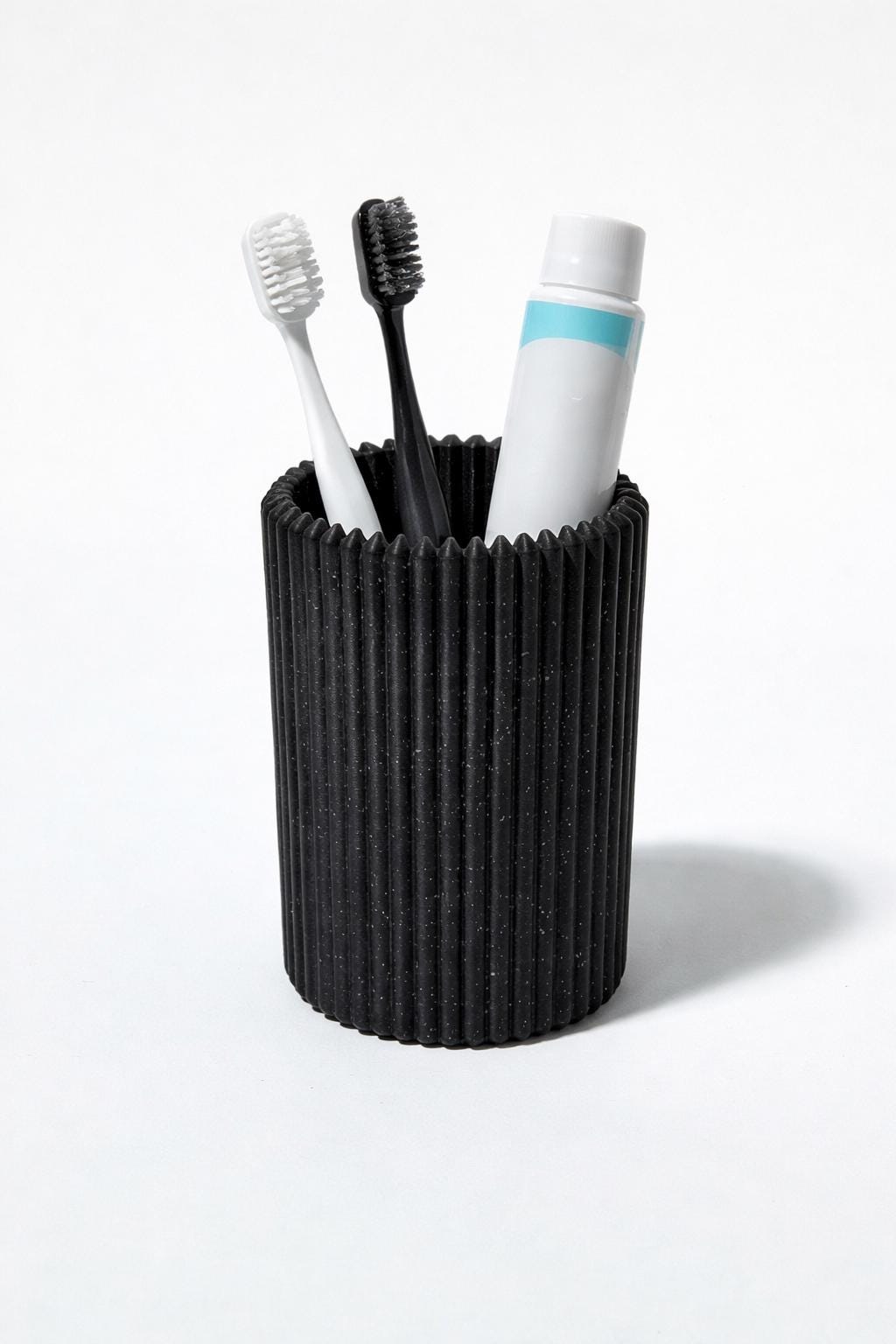 Modern Fluted Toothbrush Holder – Minimalist Bathroom Organizer Cup, Soap Tray