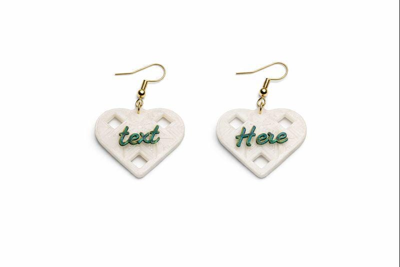 Personalized Heart Earrings – Custom Text, Handmade Valentine's Gift
