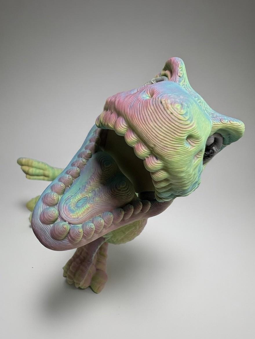 3D Printed Articulated T-Rex – UV Reactive Pastel Fidget Desk Toy