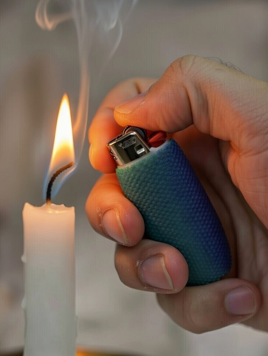 🟢 Glow in the Dark BIC Lighter Cover | Hi-Vis Textured Honeycomb Sleeve