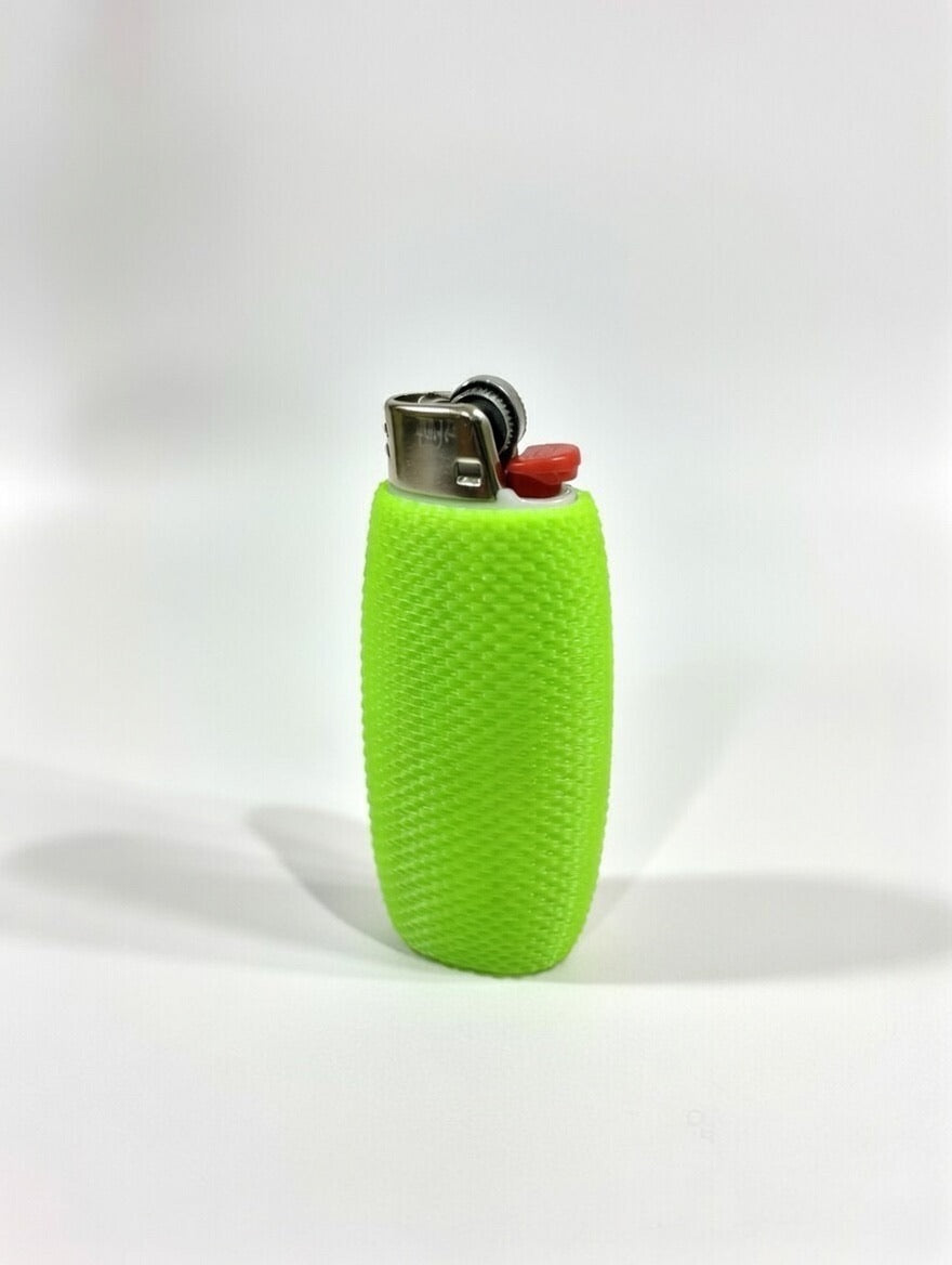 🟢 Glow in the Dark BIC Lighter Cover | Hi-Vis Textured Honeycomb Sleeve