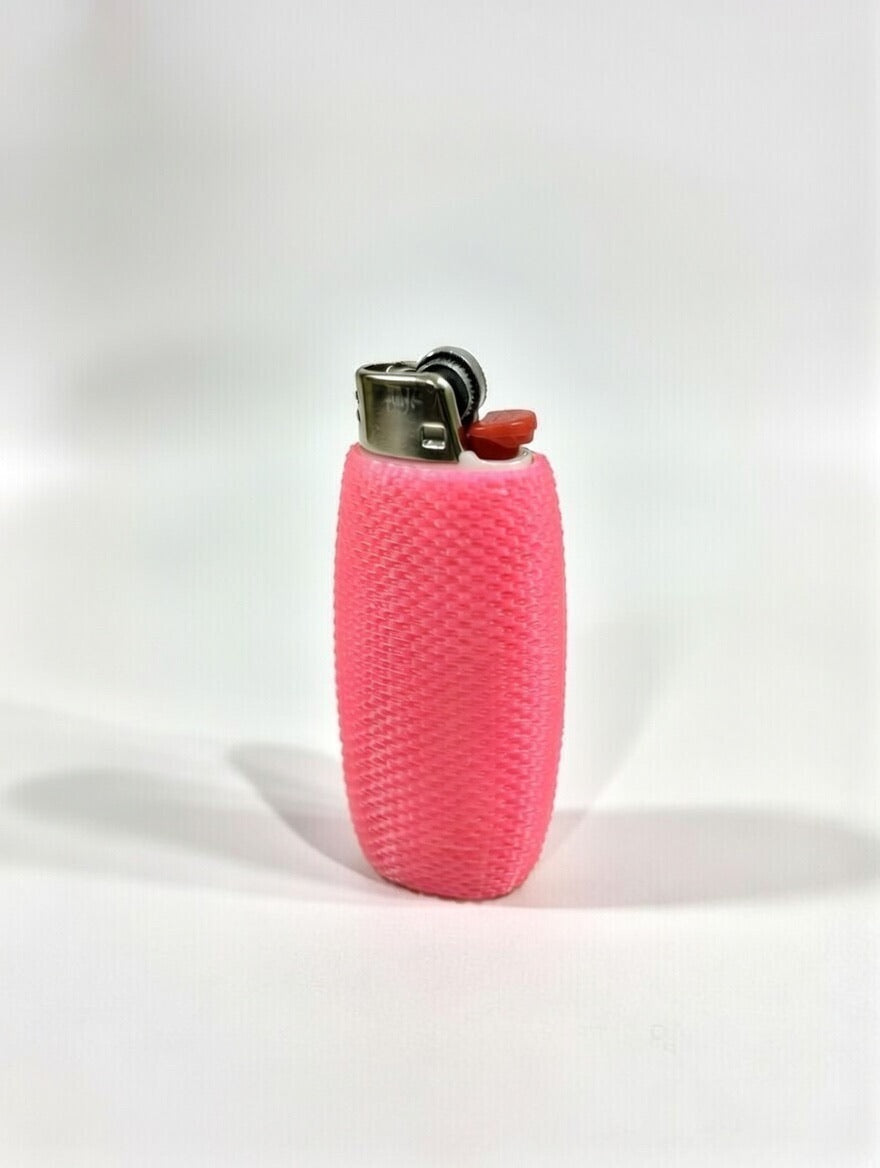 🟢 Glow in the Dark BIC Lighter Cover | Hi-Vis Textured Honeycomb Sleeve