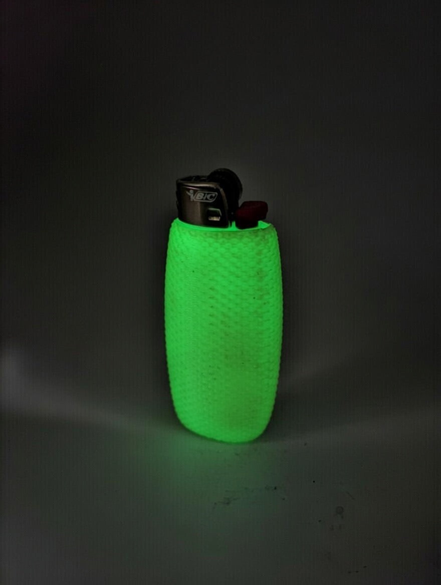 🟢 Glow in the Dark BIC Lighter Cover | Hi-Vis Textured Honeycomb Sleeve
