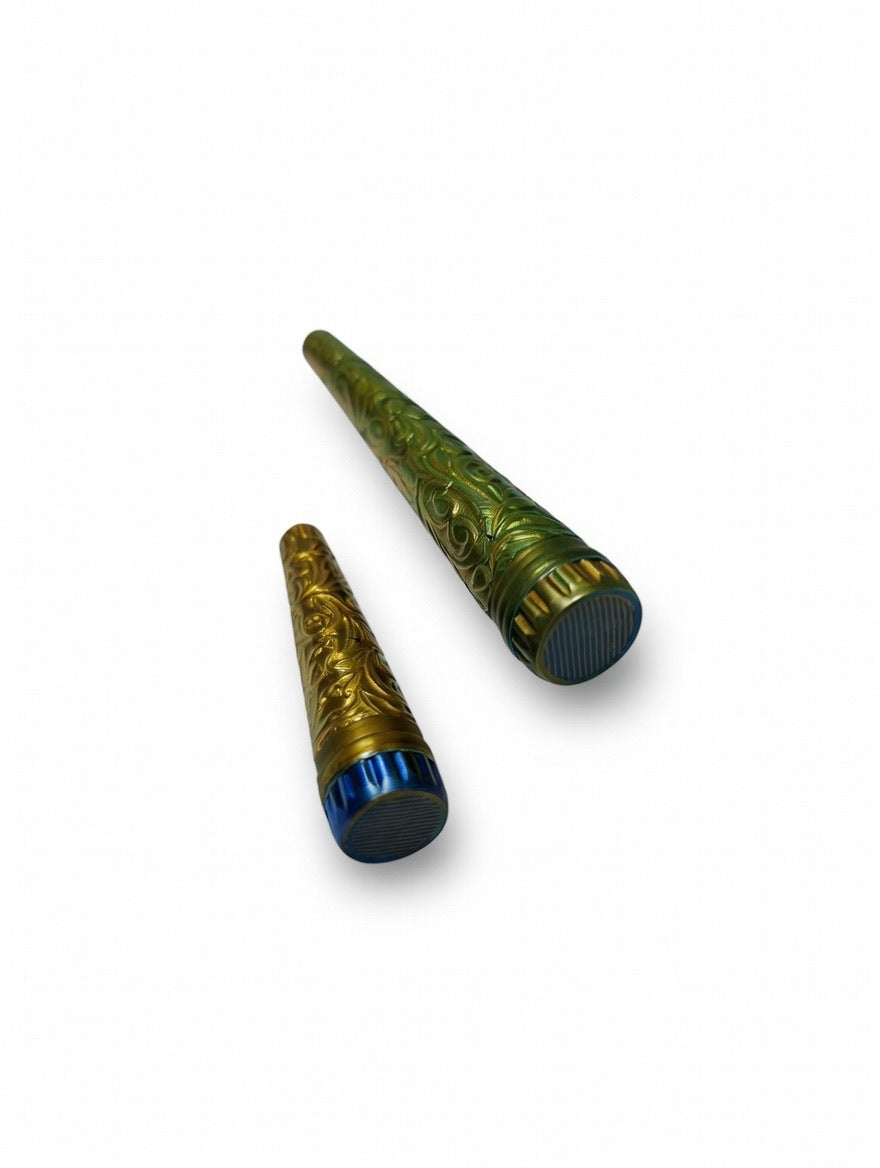 Custom Ornate Conical Storage Tube set – Protective Storage Case with Threaded Cap | Discreet Portable Carry Container