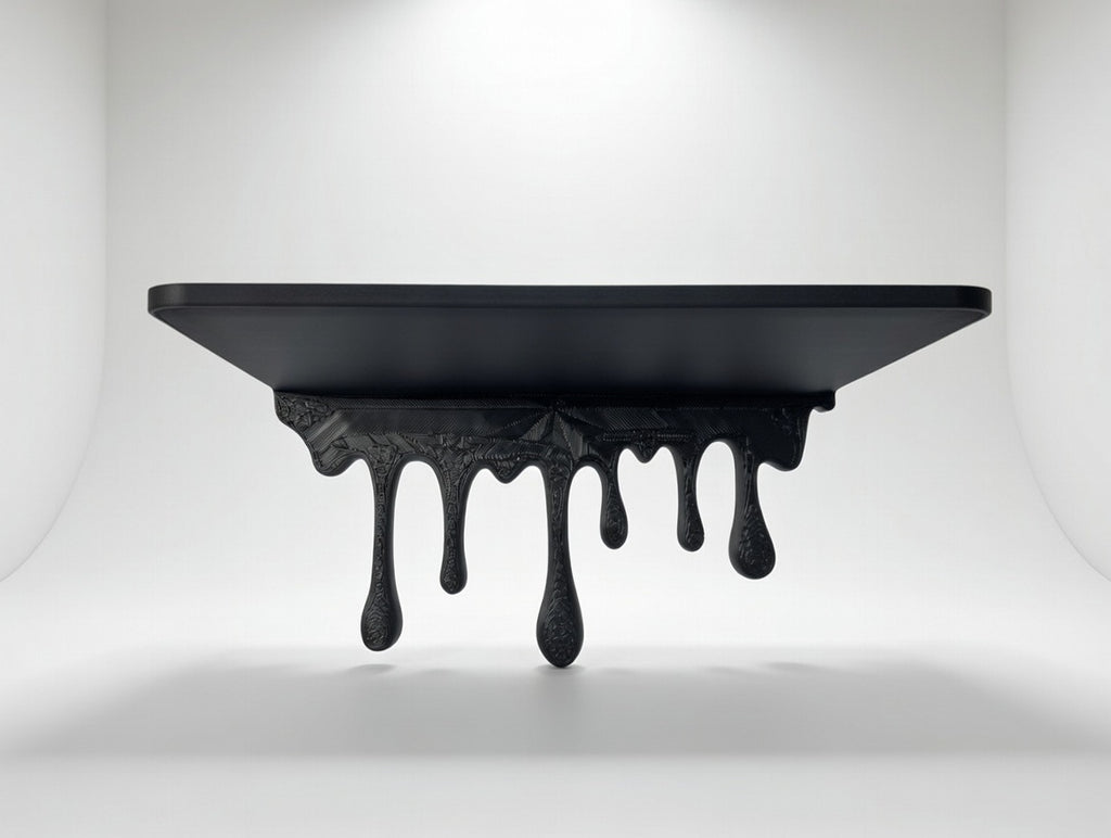 🖤 Abstract Dripping Wall Shelf | Modern Black Melted Edge Floating Decor