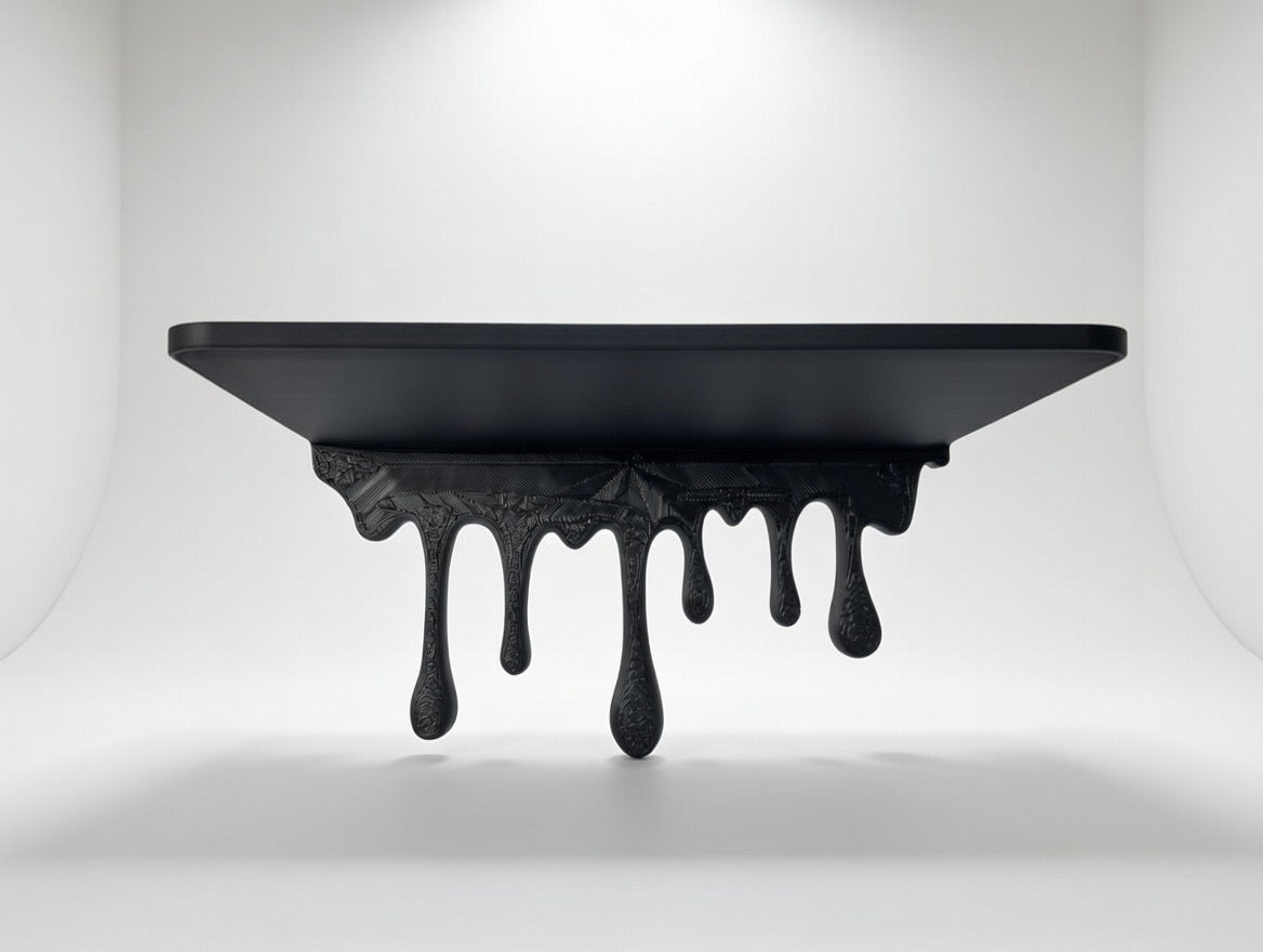 🖤 Abstract Dripping Wall Shelf | Modern Black Melted Edge Floating Decor