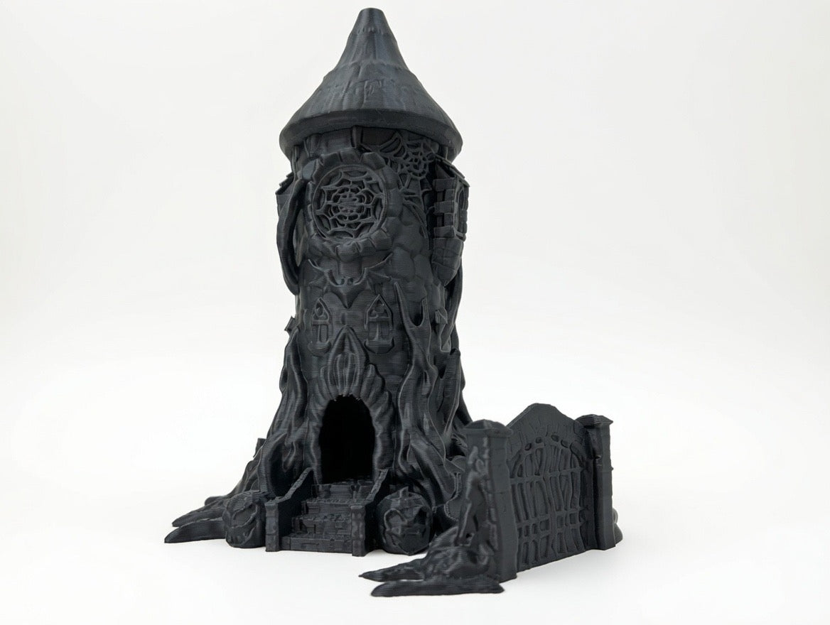 🖤 Gothic Witch Tower Dice Tower | Paintable 3Pc Set 12" Tall RPG
