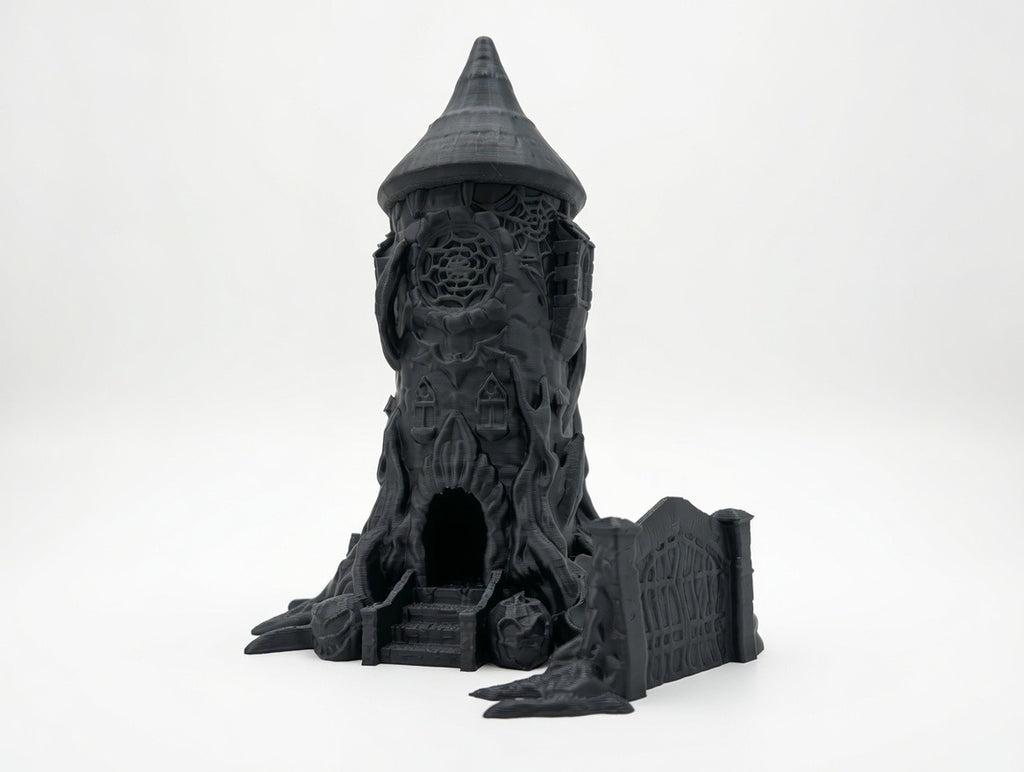 🖤 Gothic Witch Tower Dice Tower | Paintable 3Pc Set 12" Tall RPG