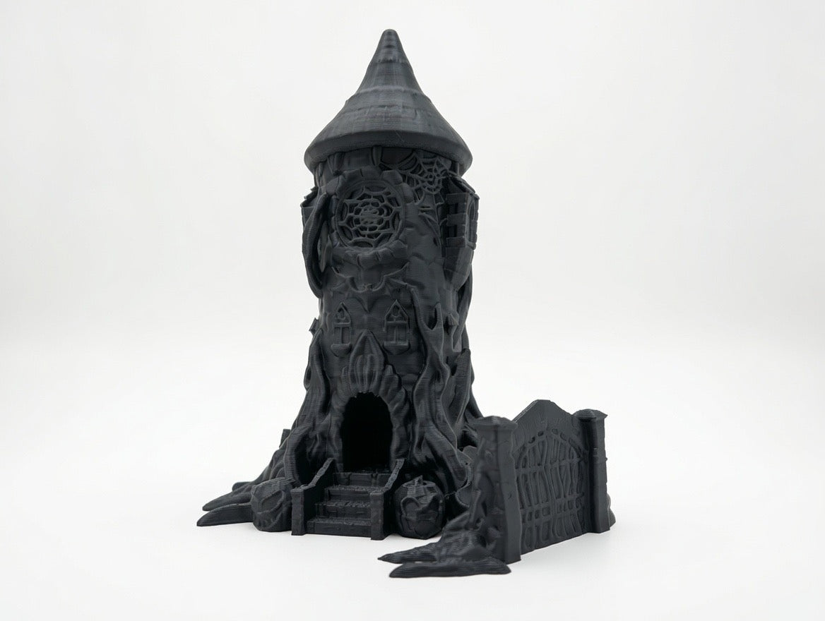 🖤 Gothic Witch Tower Dice Tower | Paintable 3Pc Set 12" Tall RPG