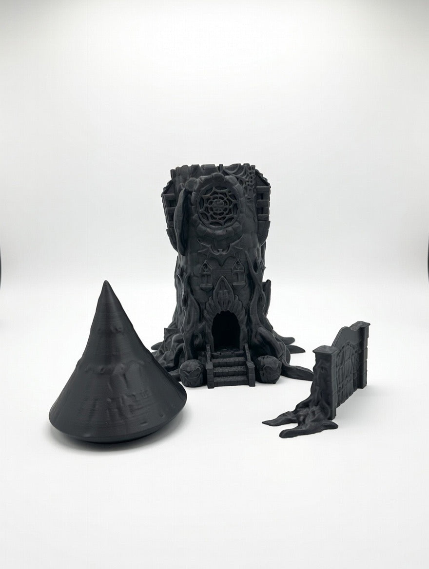 🖤 Gothic Witch Tower Dice Tower | Paintable 3Pc Set 12" Tall RPG