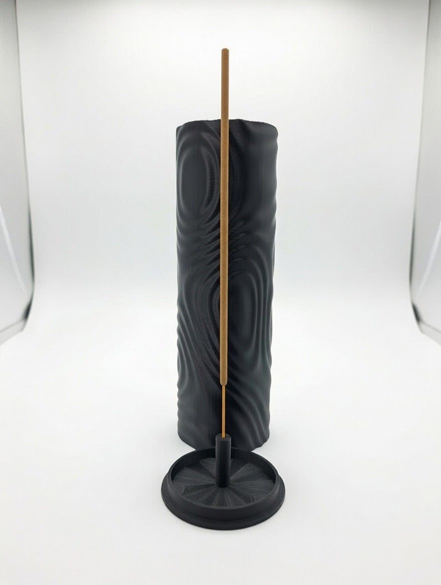 🖤 Textured Black Swirl Incense Holder | Modern 3D Printed Incense Stand
