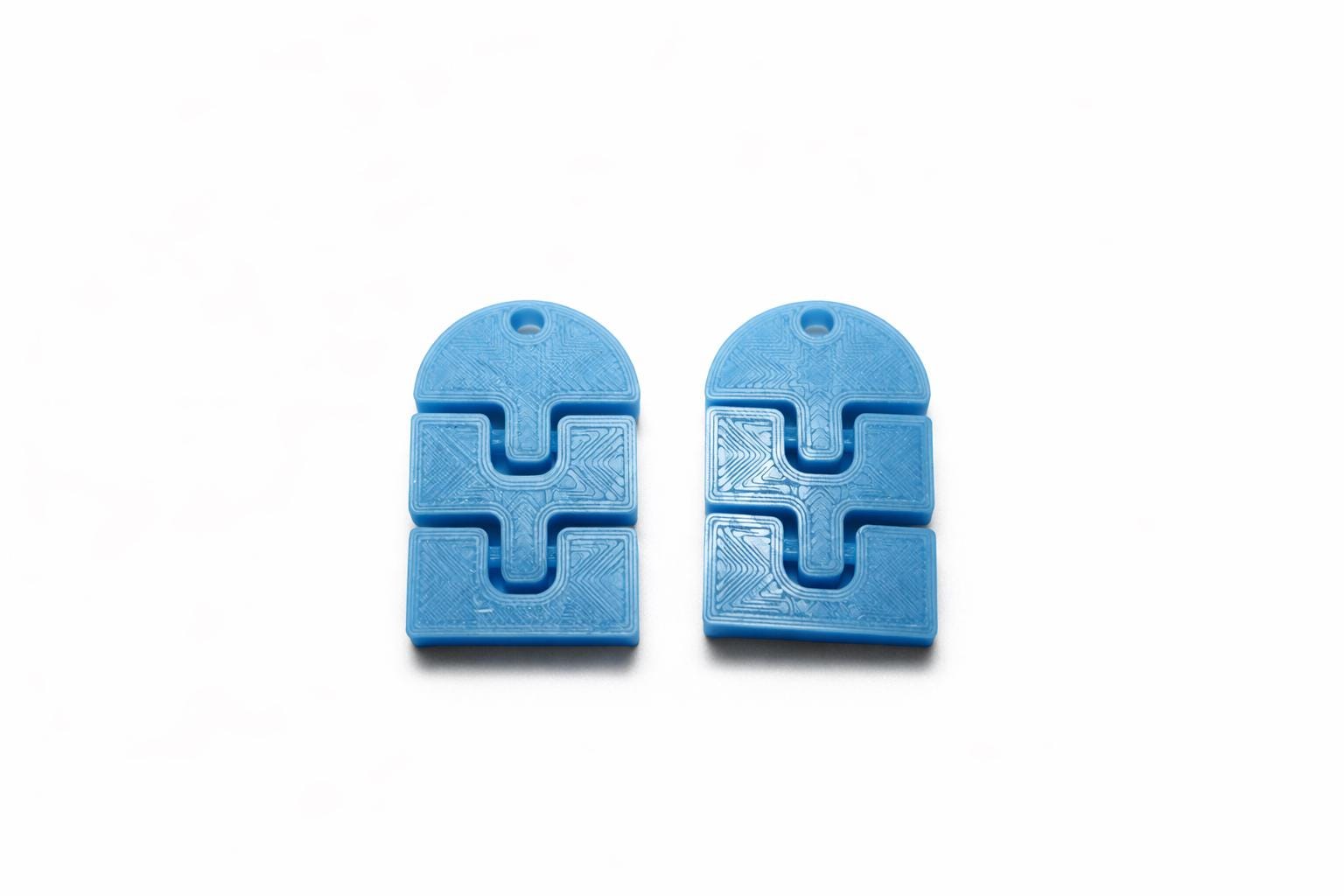 Magnetic Heart Keychain Set, Matching Blue Plastic Keyrings