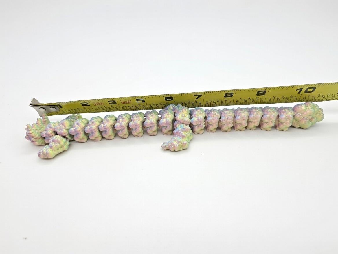 Articulated Bubble Dragon – 3D Printed UV Reactive Pastel Fidget Toy