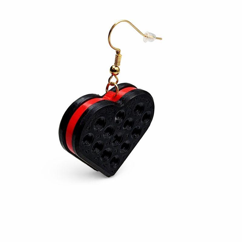Heart Drop Earrings – Black & Red Lightweight Statement Jewelry