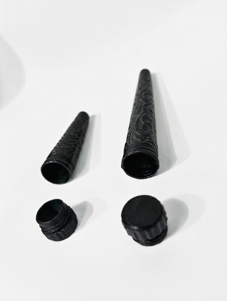 Custom Ornate Conical Storage Tube set – Protective Storage Case with Threaded Cap | Discreet Portable Carry Container